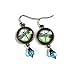 Elegant Teal and Blue Dragonfly Earrings with Glass Accent Bead