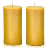 Natural Beeswax Pillar Candle, Smokeless Dripless Pure Beeswax Candle Set with Natural Scent for Room Decoration Prayer Party, Long Lasting Burn Time, 2X 4 inch (2 Pack),Brown Raw
