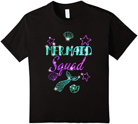 Kids Mermaid Squad Shirt 10 Black