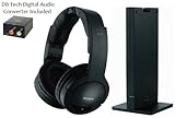 Sony 150 feet Long Range RF Wireless Dynamic Stereo Noise Reducing Headphones with Volume Control & Wide Comfortable Headband + DB Tech Digital to Analog Audio Converter for all Panasonic VIERA TC-L32DT30, TC-L37DT30, TC-L47WT50, TC-L55WT50, TC-L47DT50 & TC-L55DT50 3D Full HD IPS LED-LCD Large Screen TV - Radio Frequency Transmission Works Even Through Walls