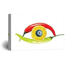Canvas Wall Art Funny Colorful Fruits Print Gallery Wrap Modern Home Decoration Ready to Hang - 12x18 inches