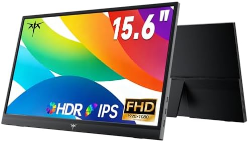 KTC Portable Monitor 15.6 Inch, FHD 1080P Travel Laptop Monitor Extender with USB-C HDMI, Ultra-Slim IPS HDR Display with Speakers, Second Monitor Screen for Laptop Phone Xbox Mac Switch, Black H15F9