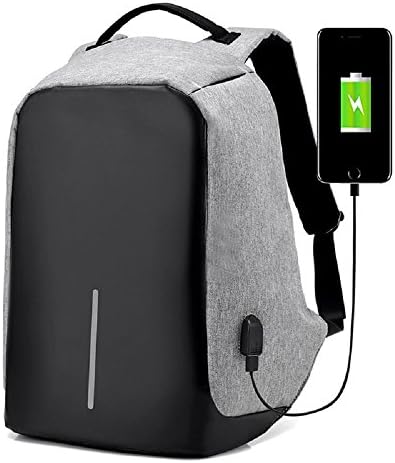 Jozoxon Waterproof Anti-theft Backpack School Bag Laptop Backpack With USB Charging Port Lightweight Travel (Grey)