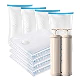 LOZAYI Home Premium Space Saver Bags Combination Package 8 Pack (4 x Large, 4 x Medium), Vacuum Storage Bags,Free Hand-Pump for Travel.Roll-Up Compression Bags Don't Need to Pump Or Vacuum