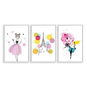 3 Panel Canvas Wall Art - Pink Illustration Series III - Giclee Painting Wall Bedroom Living Room Home Decoration - 16"x24"x3 Panels