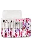 Makeup Brushes - Professional - Professsional 12 Piece Floral Make-Up Brush Set With Vegan Leather Travel Case Pink by Dotcom Specialty Line