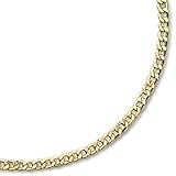 Yellow Gold Tone 3mm Cuban Curb Chain Link Necklace, 16