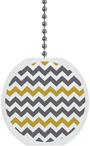 Grey Yellow Chevron Pattern Solid Ceramic Fan Pull