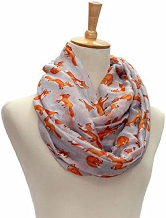 Kingfansion Women Ladies Fox Pattern Print Voile Wrap Shawl Scarf (Gray)