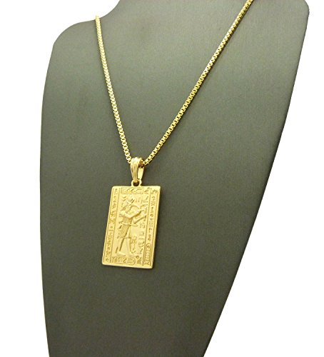 Egyptian Ancient Hieroglyphic Alphabet Thoth Pendant 24" Various Chain Necklace in Gold Tone - Image 8