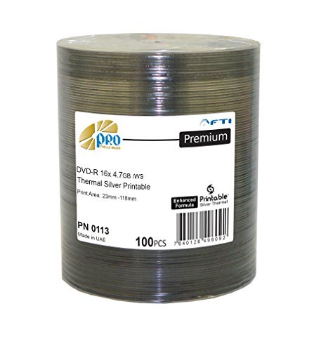 Professional Grade Blank DVDs - DVD-R Silver Thermal Hub Printable 16x 4.7GB 100 Disc Pack