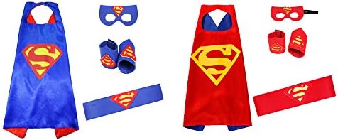 2 Pack Cloak, Toddler Kids Halloween Birthday Costume Cape, Superhero Batman Mask/Waistband/Wrist Set Cloak