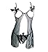 Eternatastic Women Mesh Cupless Babydoll Sleepwear Lingerie Set Thong Black XXL