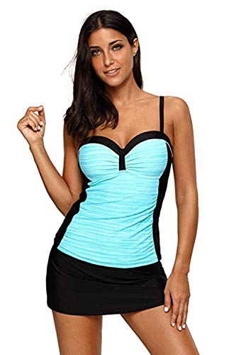 Aleumdr-Bademode-Tankini-Set-Damen-Ruched-Badeanzug-bauchweg-Push-up-mit-Bgel-Oversize-gut-elastisch-S-XXXL