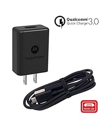 Motorola spn5970A cargador turbo 15 qc3.0 Cargador de pared con skn6461A cable de datos carga Micro USB para moto G5 Plus (empacado al detal), color negro