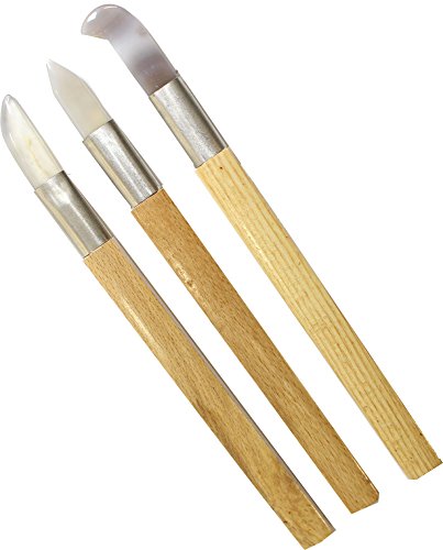3 Piece 8-1/2 Inch Clay and Wax Carving Tools, Made of Genuine Agate Gem Stone burnisher straight knife bent : ( Pack of 1 Pc ) (TJ9785-6-AGT-D01)