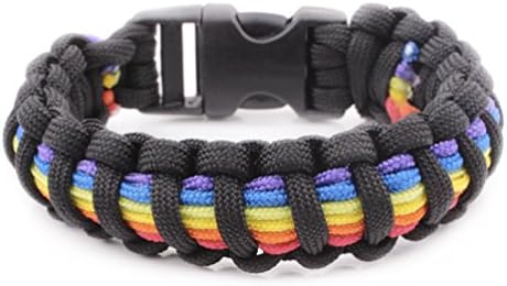 Black 6 Stripe Rainbow Snap Clasp Paracord Bracelet - Gay Pride Bracelet - LGBT Lesbian Pride Wristband