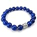 KONOV Natural Energy Stone Beads Gemstone Mens Womens Bracelet, 10mm Buddha Mala, Blue Silver
