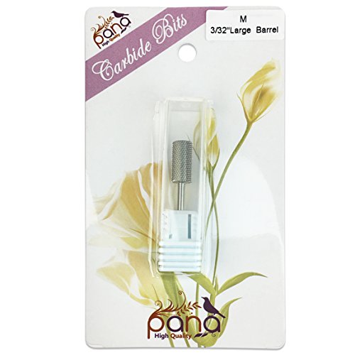 Pana 3/32" Safety Nail Carbide Bit - Silver Large Barrel Head (Grit: Medium - M) for Electric Dremel Drill Machine