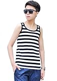 Women's Les Lesbian Tomboy Chest Binder Slim Fit Vest Tops US L/Tag 2XL Black Stripe