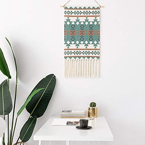 Dream Allison Macrame Woven Wall Hanging Tapestry- Boho Chic Bohemian Home Geometric Art Decor - Beautiful Apartment Dorm Room Door Decoration, 19.7" W x 32" L (Green-1)