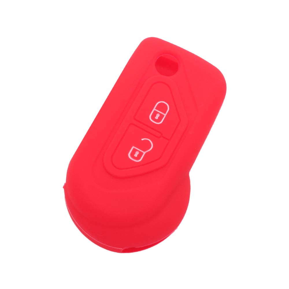 BROVACS Silicone Cover Protector Case Holder Skin Jacket Compatible with CITROEN DS3 C3 2 Button Flip Remote Key Fob CV9308 Red