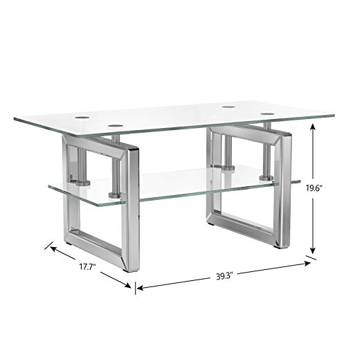 Mecor Mirrored Coffee Table with 2 Tier Glass Boards & Sturdy MDF Legs