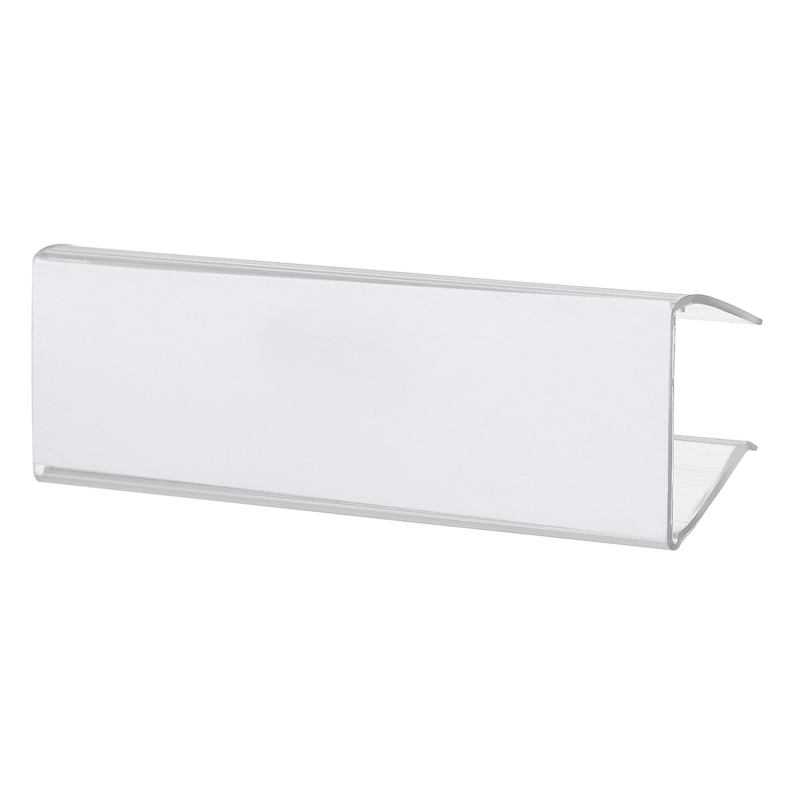 PATIKIL 2.95x0.98" Wood Shelf Label Holder, 40 Pack Plastic Clear Tag Ticket Sign Label Holder Clips with Black Blank Labels Fits for Max 0.9" Thick Wood Glass Shelving