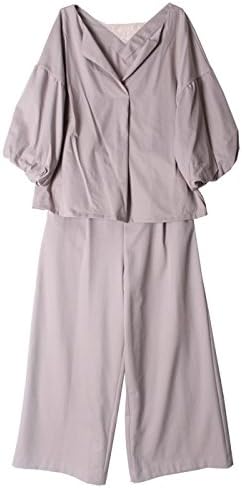 Amazon セットアップ レディース パンツ パーティー フォーマル 結婚式 ワイドパンツ 袖あり Mサイズ ベージュ パンツスーツ 通販