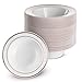 BloominGoods 100 Disposable Plastic Dessert Bowls | SMALL 6 oz. White Rose Gold Rimmed Premium Heavy Duty Real China Design Reusable | Great for Parties (50-Pack)