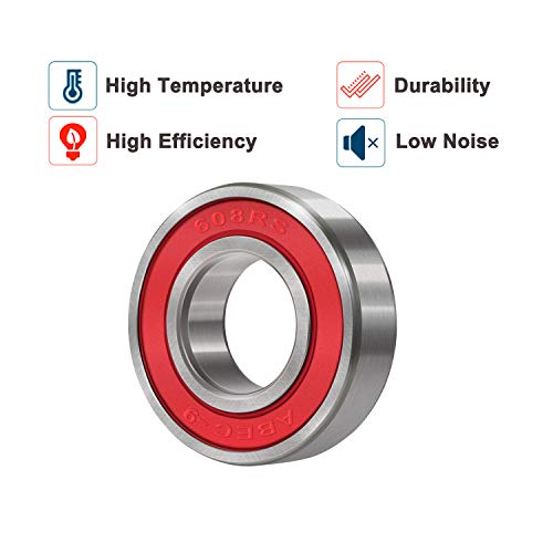 image for bonbo 10 Pcs 608-2RS(RS) Ball Bearings - Bearing Steel and Double Rubb