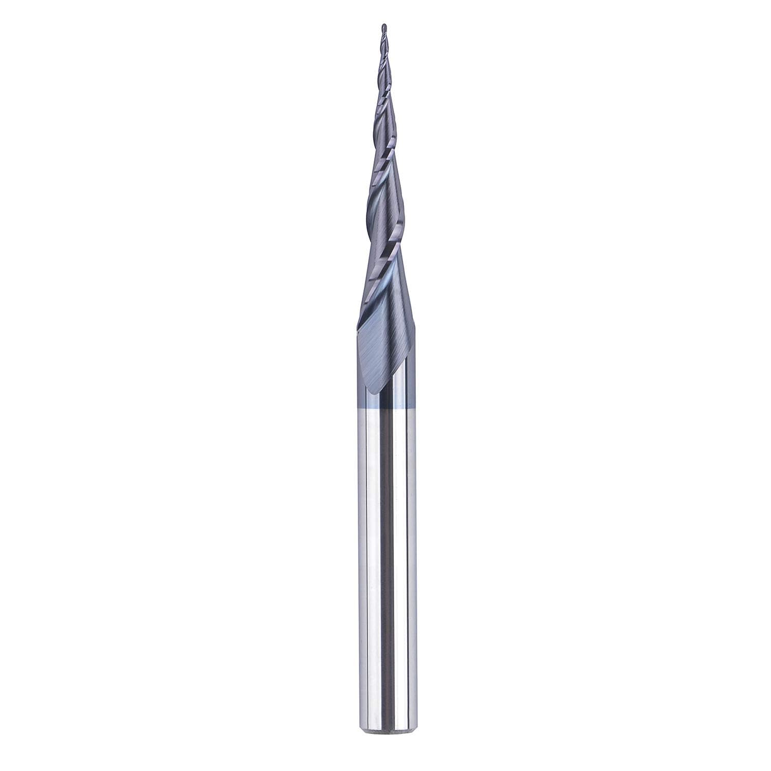 SpeTool Tapered Ball Nose Router Bit 6mm Shank 0.25mm Radius CNC End Mill Solid Carbide TiAlN Coated Spiral Cutter for 3D Carving Engraving Hardwood MDF Acrylic Aluminium 75mm