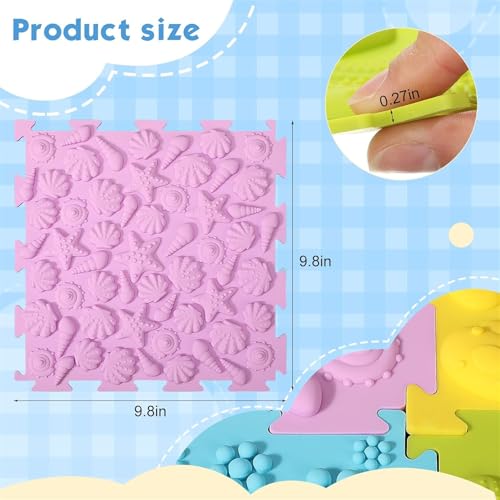 AM ANNA Sensory Mats for Autistic Children 12PCS, Massage Game Mats Puzzle Play Mats Textured Sensory Floor Tiles for Kids Toddlers Sensory Room Must Have, Puzzle Floor Mats Carpet (12 Pcs)