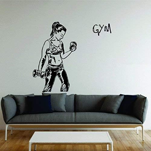 Creatick Studio Wall Stickers for Bedroom Kitchen (Gym Lady 87X97CM)