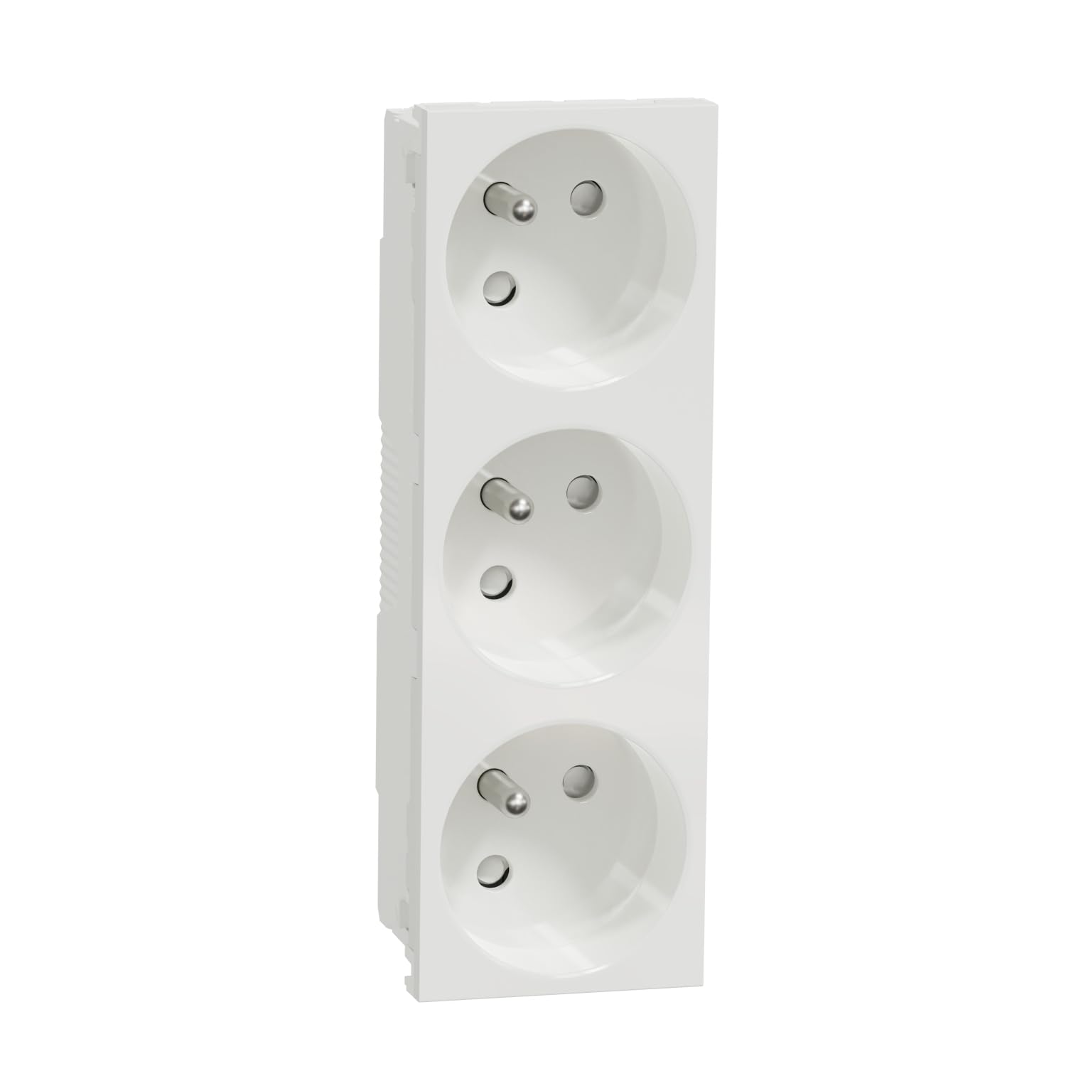 Unica – Triple Socket 2P+T – FR – 45° – White – Mechanism Only