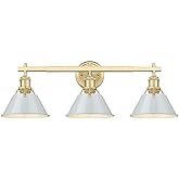 Golden Lighting 3306-BA3 BCB-DB Orwell - 3 Light Bath Vanity-9.88 Inches Tall and 27.25 Inches Wide, Finish Color: Brushed Ch