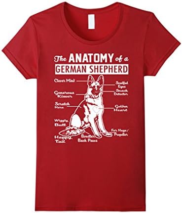 Womens The Anatomy Of A German Shepherd Shirt Large Cranberry
