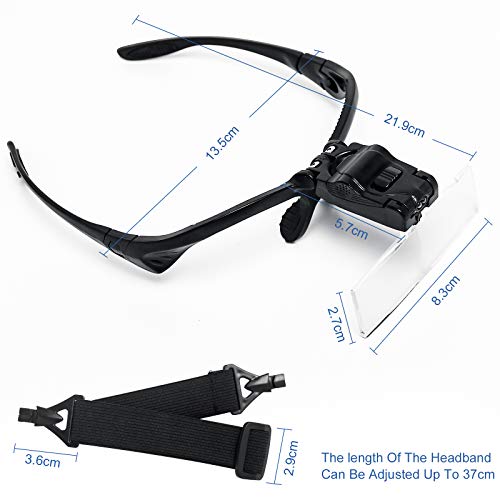 AORAEM Magnifier Glasses w/ LED Light for Lash Extensions 5 Lenses
