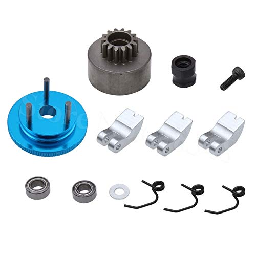 DishyKooker 14T Clutch Bell Shoes Springs Bearings Flywheel Assembly Kit for HSP Redcat Exceed 1/8 RC Model Car with 21-28cxp Nitro Engine Blue