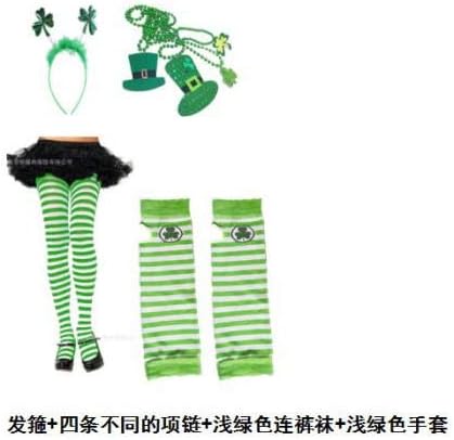 Yorgewd St. Patrick's Day Accessories - Shamrock Striped Socks, Shamrock Gloves, Shamrock Headband, Clover Necklaces - Saint Patrick’s Day Party Decorations