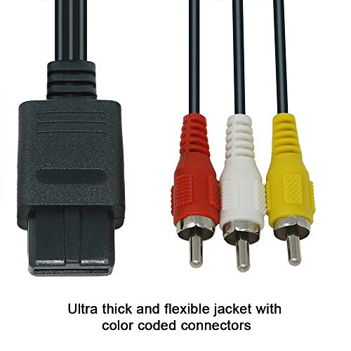 N64 AV Cable - 6FT Composite SNES /N64 to RCA Stereo Audio Video Cable TV Adapter for Nintendo 64 N64, Super Nintendo (SNES), Gamecube GC
