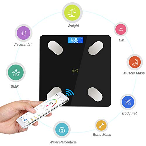 LIFE-LXC Smart Digital Body Fat Scale- Bluetooth Bathroom Scale,Body Composition Analyzer with Smartphone free App,Body Fat Monitors for Your Data(BMI, Body Fat, Muscle Mass and Water Weight)- 400 lbs