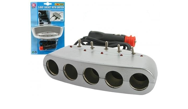 Regleta con 5 enchufes para mechero de coche - 12/24 V - 6 A ...
