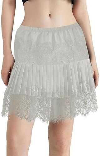 white lace dress extender H1L- Modest Opaque Lace Dress Extender half slip *Style 1L * size S-4XL Plus size