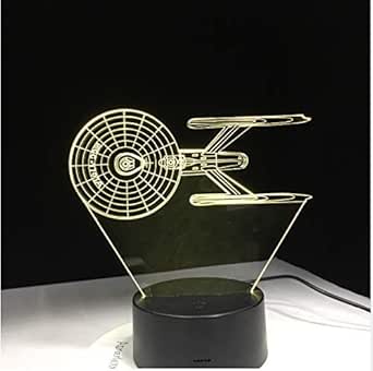 Battleship 3D Lámpara Led Nave espacial Star Trek Usb 7 Cambio de color