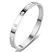Yeemer Stainless Steel Love Bracelet Bangles with Diamonds Crystals for Mom,Girls Gold Silver Rose gold Colors (6.7 Inch(17cm) Silver color)