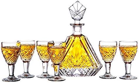 Whiskey Decanter And Glasses Set of 7 Piece, Personalized Crystal Decanter & Crafted Crystal Glasses Set for Wine,Scotch Liquor,Irish Whisky, Bourbon or Brandy.Perfect Whiskey Liquor Fan Gift.
