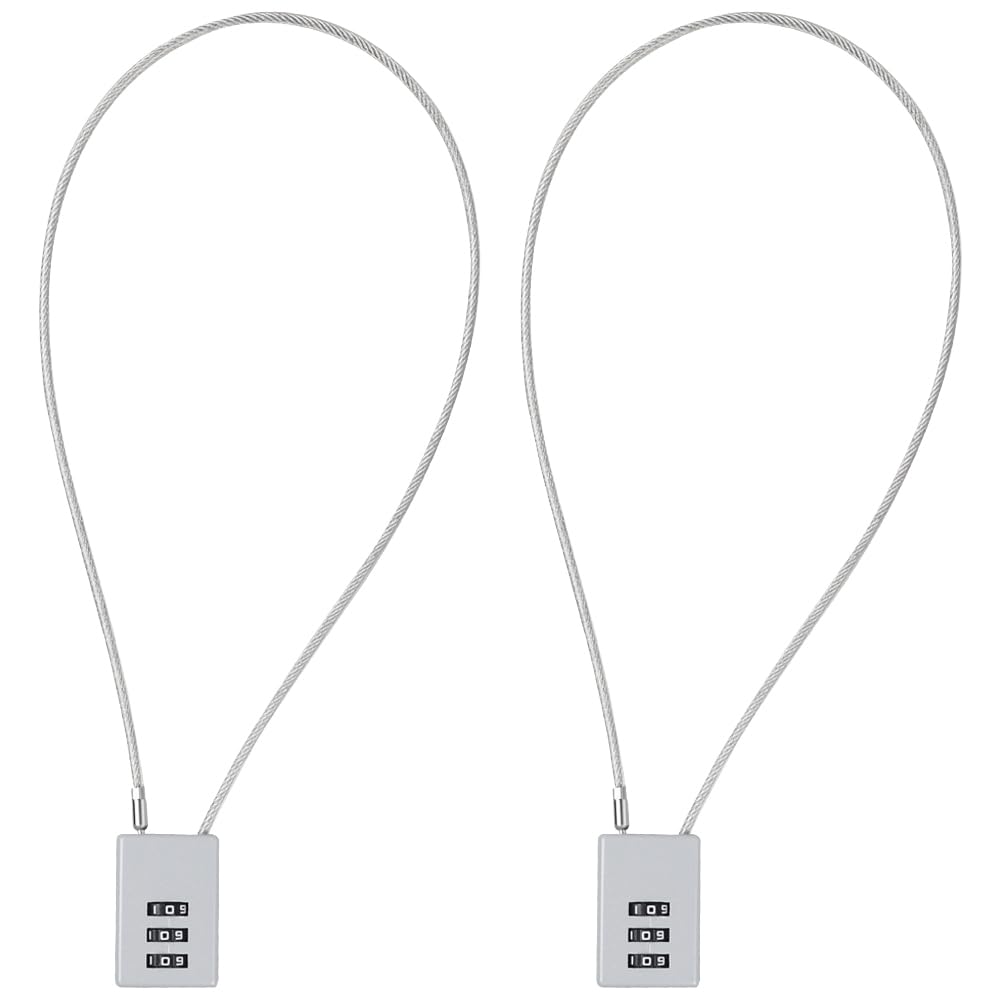 SISAV 3 Digit Cable Combination Lock 20 inches Cable for School Gym Locker,Filing Cabinets,Helmet,Toolbox,Luggage Suitcase,knapsack,Grey 2Pack