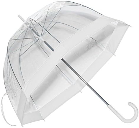 Elite Rain Women's Clear Dome Bubble Umbrella with White Trim One Size
