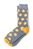 Men's Hipster Gray Bitcoin Cryptocurrency Novelty Crew Dress Socks